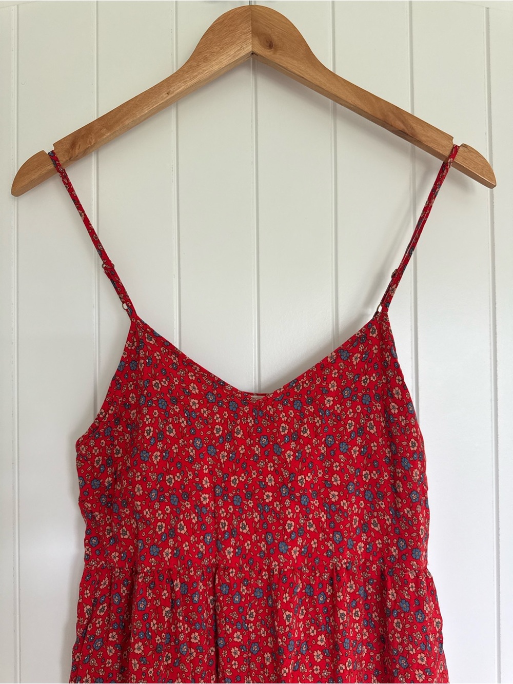 Natural Life Jamie Jumpsuit Red Ditsy Floral Wide Leg Smocked Boho Festival S - Picture 3 of 9